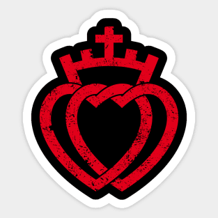 Hearts With Crone And Cross - VINTAGE Sticker